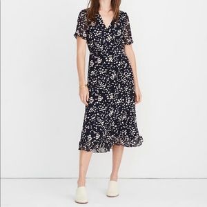 Madewell Ruffle-Edge Wrap Dress in Drifting Petals